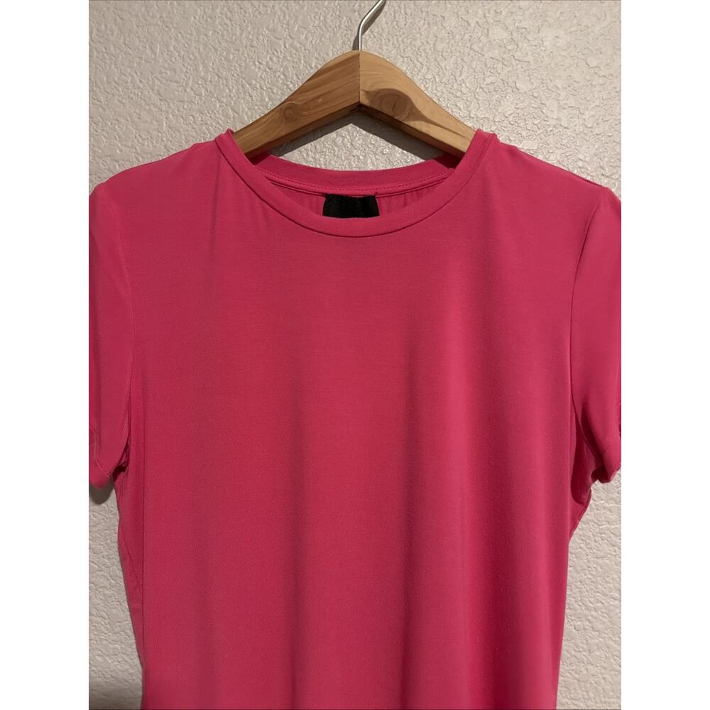Alex Marie Crew Neck Short Sleeve T-Shirt Top Soft Casual Barbie Pink Layer Sz S - Picture 2 of 4